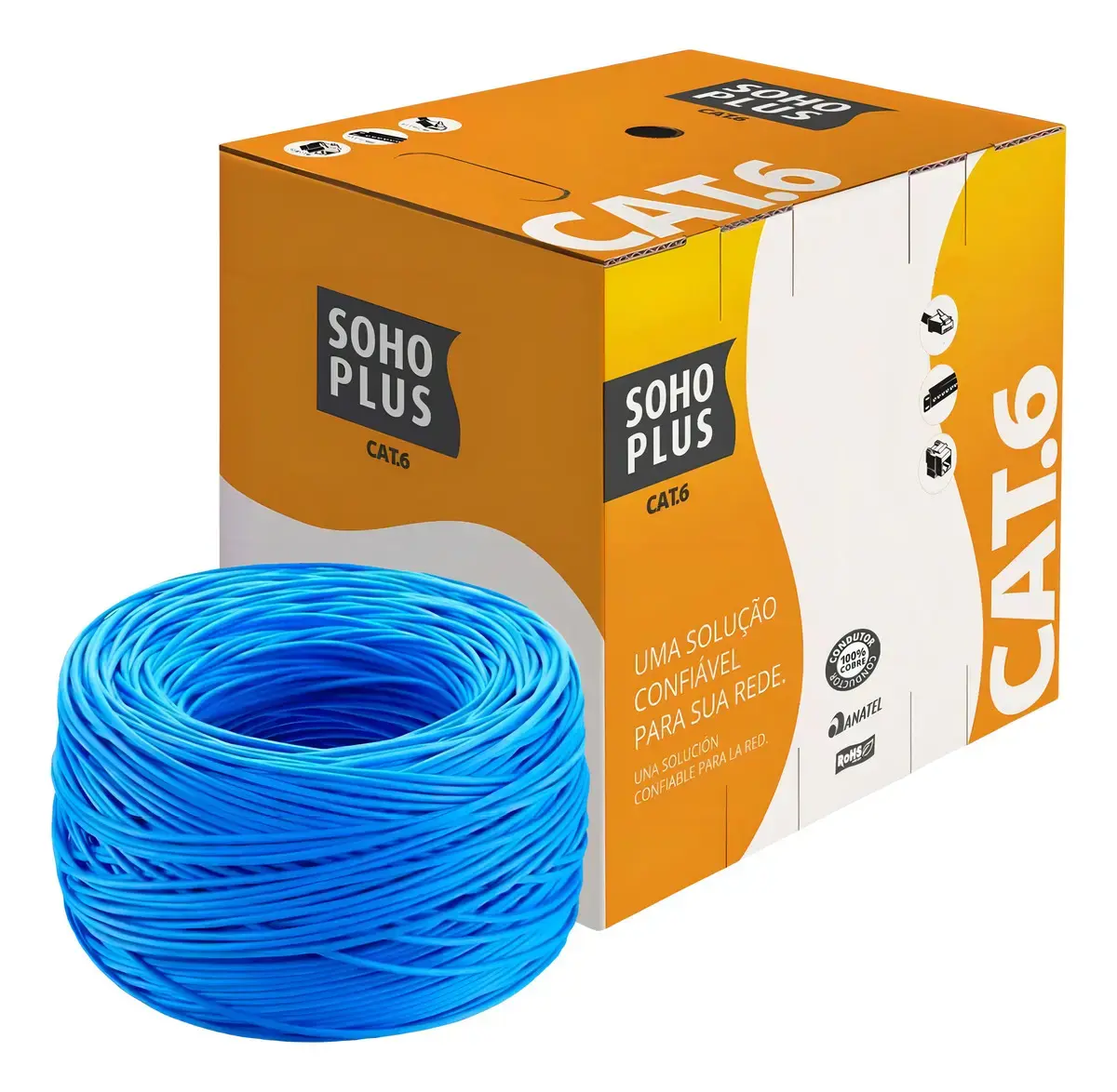 Rolo de 300 metros do cabo de rede cat6