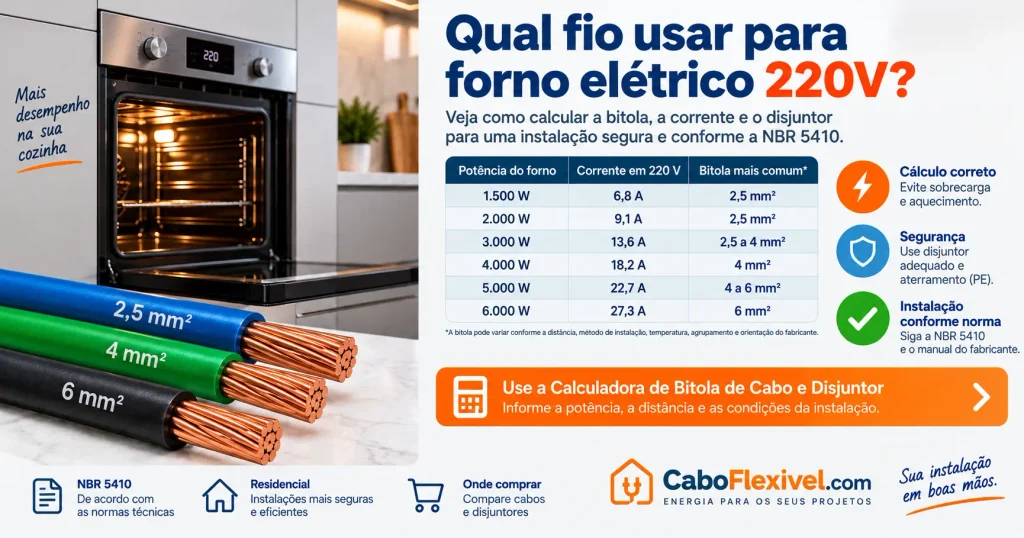 Qual fio usar para forno elétrico 220V?