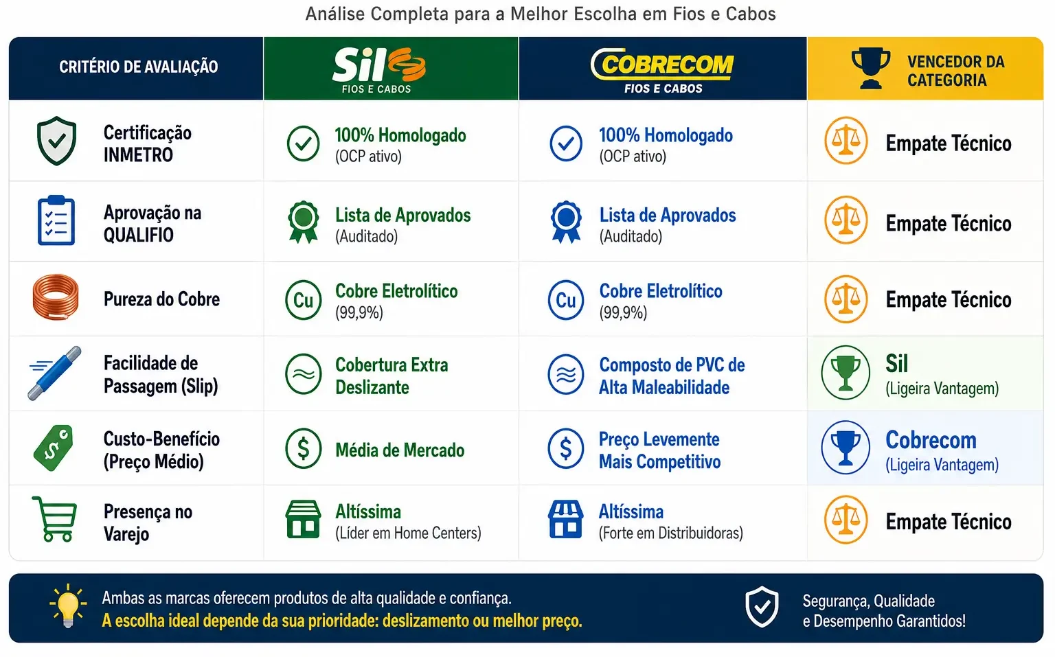 Qual cabo é melhor sil ou cobrecom